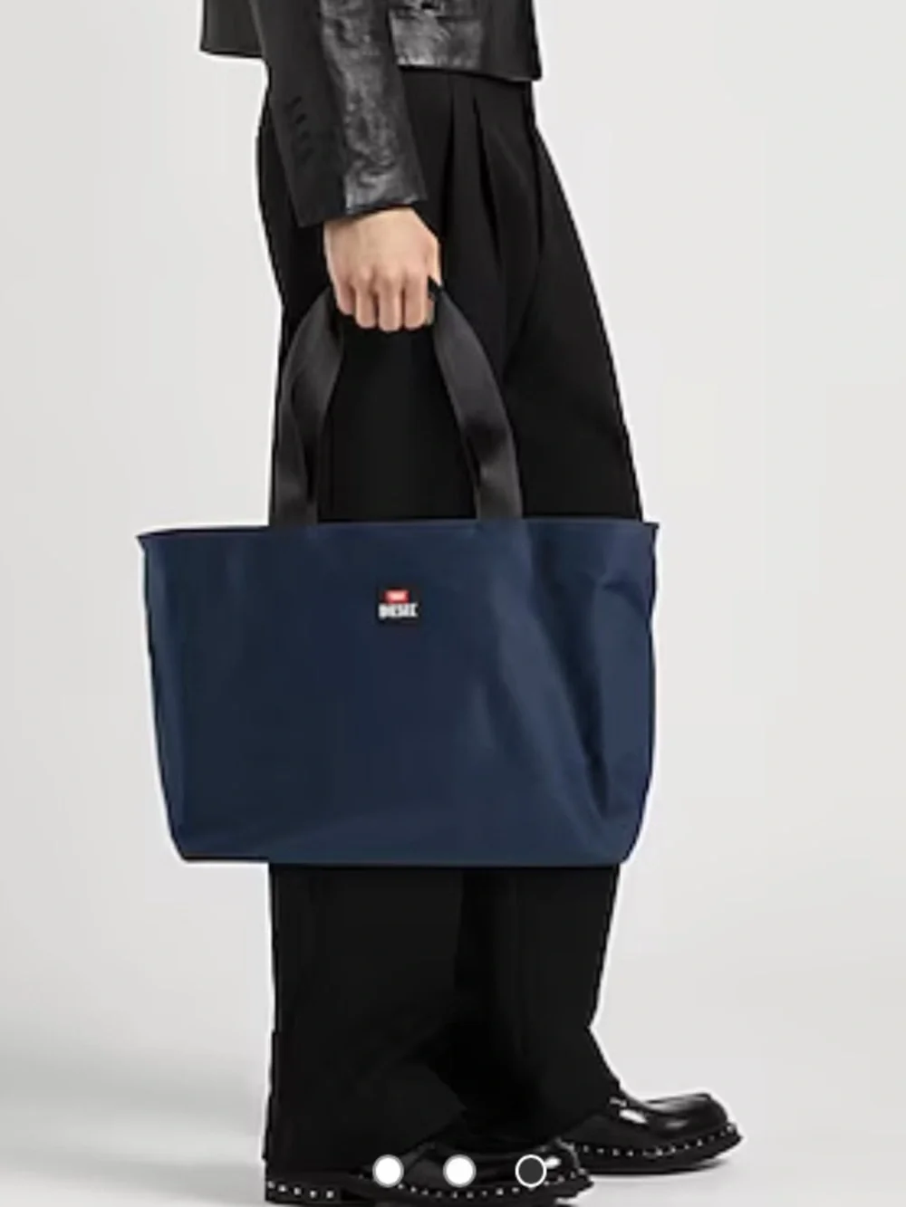 Diesel Navy Blue Duffel Tote with Black Handles